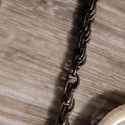 Antique Mayan Warrior Sterling Pendant with Rope Chain