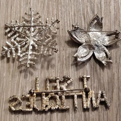 (3) Vintage Crystal Brooches