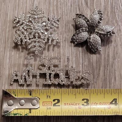 (3) Vintage Crystal Brooches