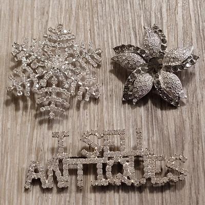(3) Vintage Crystal Brooches