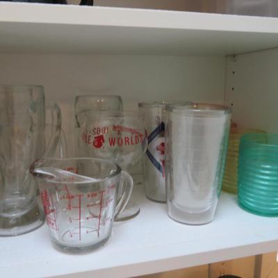 Kitchen Cabinet and Drawers Group lot - Tins Tupperware and Jars
