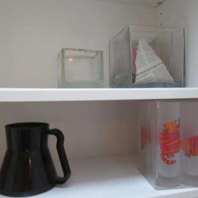 Kitchen Cabinet and Drawers Group lot - Tins Tupperware and Jars