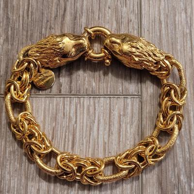 Dyadema Italian Bronze Double Lion Head Bracelet