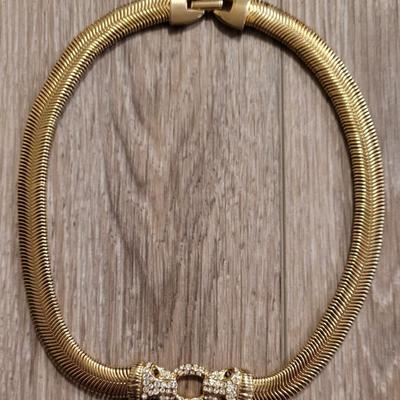 Vintage Double Cheetah Head Necklace with Snake Chain