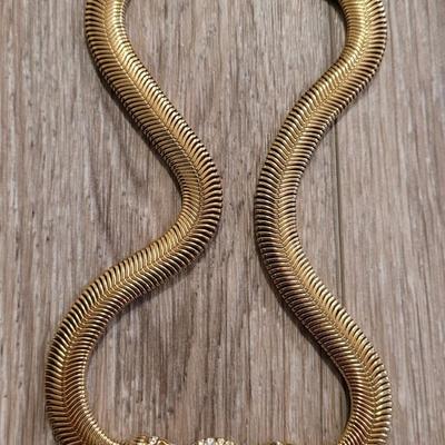 Vintage Double Cheetah Head Necklace with Snake Chain