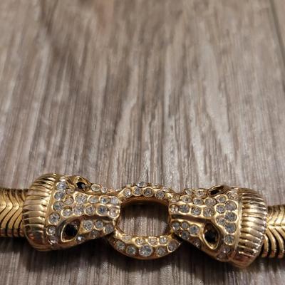 Vintage Double Cheetah Head Necklace with Snake Chain