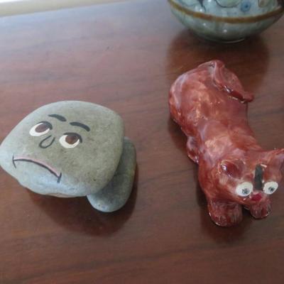 Vases and Pet Rock - as found