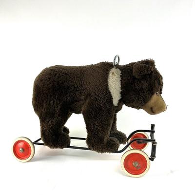 800 Vintage Steiff Bear Ride On Toy with Wheels