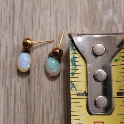 Vintage Gold Plated & Opal Earrings