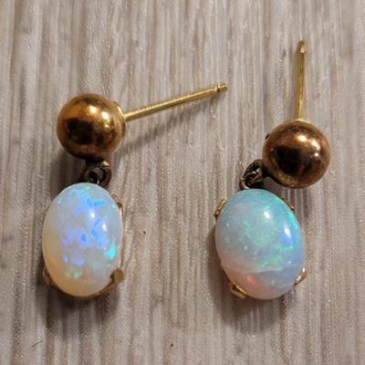 Vintage Gold Plated & Opal Earrings