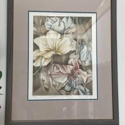 Vintage Large DALY Signed & Numbered Lithograph/Serigraph Floral Print Preowned from an Estate as Pictured.