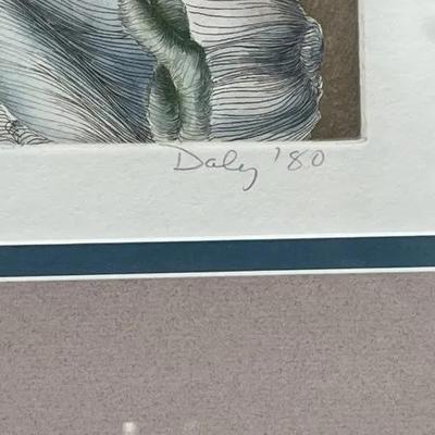 Vintage Large DALY Signed & Numbered Lithograph/Serigraph Floral Print Preowned from an Estate as Pictured.