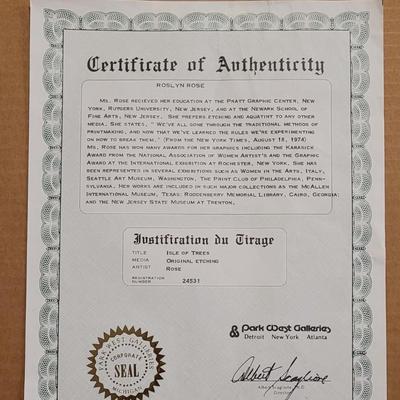 ROSLYN ROSE 'Isle of Trees' #95/95 - With Certificate of Authenticity