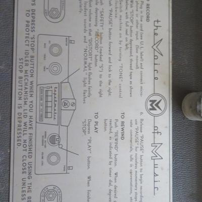 VINTAGE ANTIQUE TAPE-O-MATIC REEL-TO-REEL RECORDER 1950S VOICE OF MUSIC