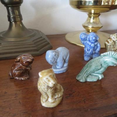Mantle Top Lot of Estate Bric-a-Brac -Trinket Box - Bohemian / Czech / Cobalt Blue / Footed Vase - Wade Miniatures