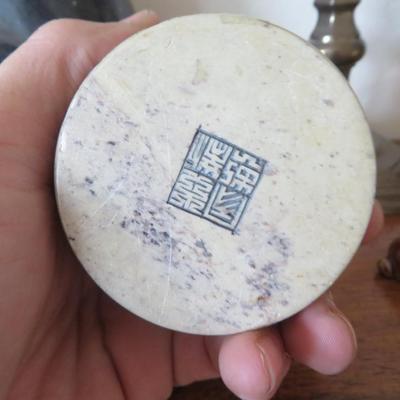 Mantle Top Lot of Estate Bric-a-Brac -Trinket Box - Bohemian / Czech / Cobalt Blue / Footed Vase - Wade Miniatures