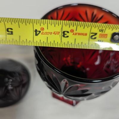 Ruby Red Footed Glass Egg Candy Dish