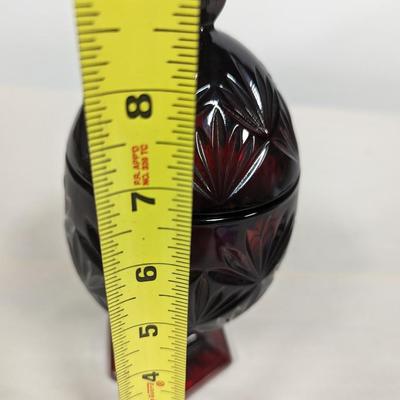 Ruby Red Footed Glass Egg Candy Dish