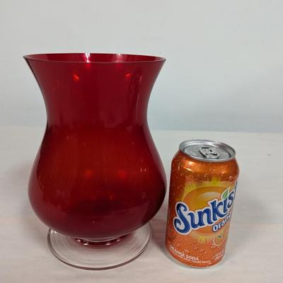 Red Glass Footed Vase