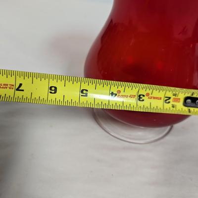 Red Glass Footed Vase
