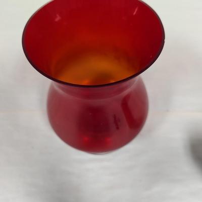 Red Glass Footed Vase