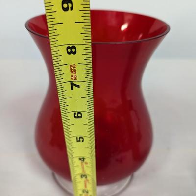 Red Glass Footed Vase