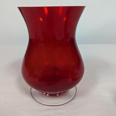 Red Glass Footed Vase