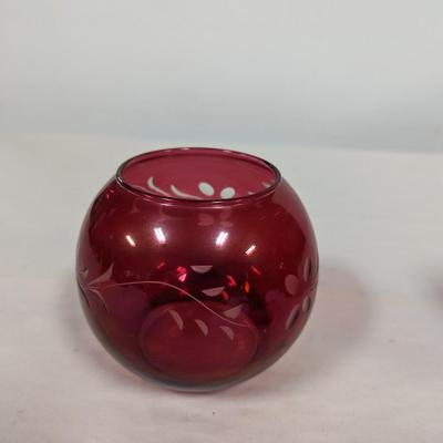 Red Glass Candle Holder