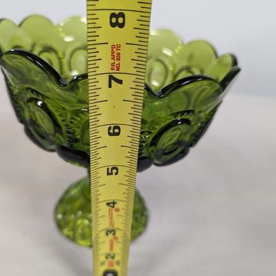 L. E. Smith Glass Compote Moon & Stars Pedestal Candy DIsh