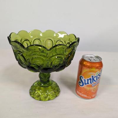 L. E. Smith Glass Compote Moon & Stars Pedestal Candy DIsh