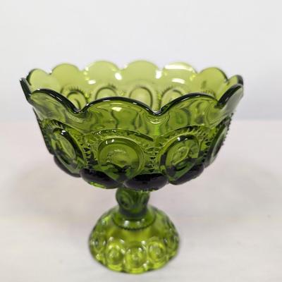 L. E. Smith Glass Compote Moon & Stars Pedestal Candy DIsh