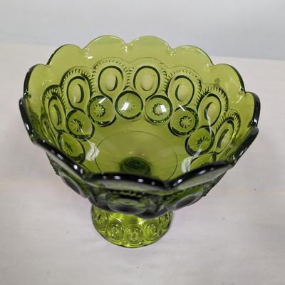 L. E. Smith Glass Compote Moon & Stars Pedestal Candy DIsh