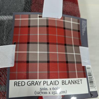 Red Gray Plaid Blanket