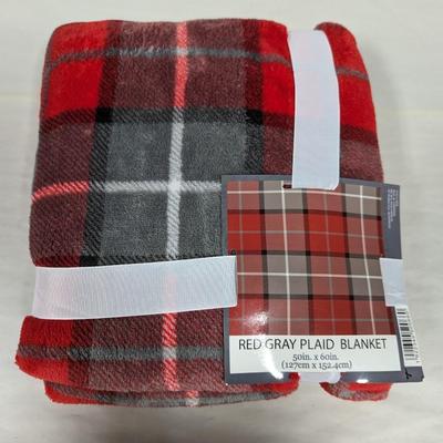Red Gray Plaid Blanket