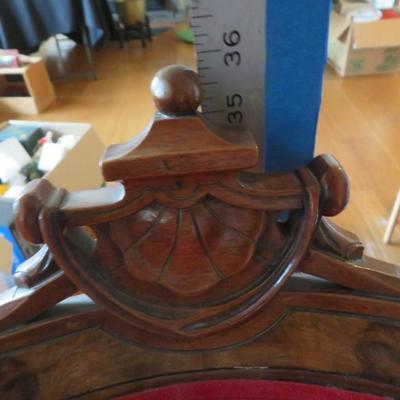 Red Victorian Chair, Lot of 3 Small Lady's chairs, velveteen and wood