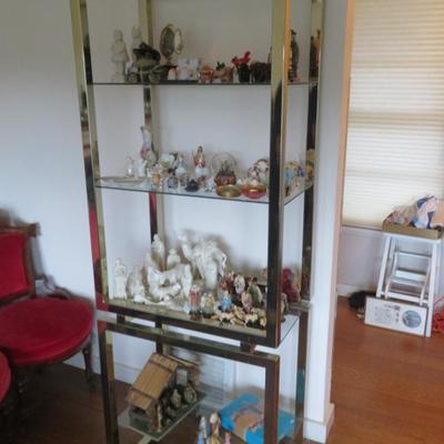 VINTAGE BRASS & CHROME DISPLAY CASE / SHELVES, 1970S - Excellent Condition
