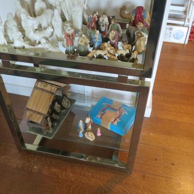 VINTAGE BRASS & CHROME DISPLAY CASE / SHELVES, 1970S - Excellent Condition
