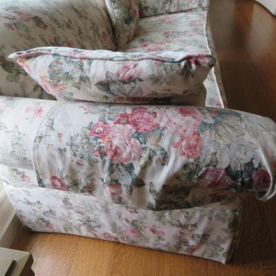 Lot of 2 - Beautiful Floral 3 Person Camelback Sofa with Rolled Arms - - Lee Industries Inc. As seen