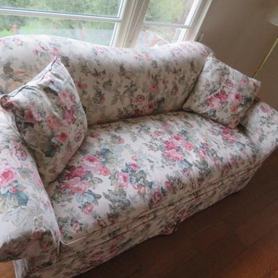 Lot of 2 - Beautiful Floral 3 Person Camelback Sofa with Rolled Arms - - Lee Industries Inc. As seen
