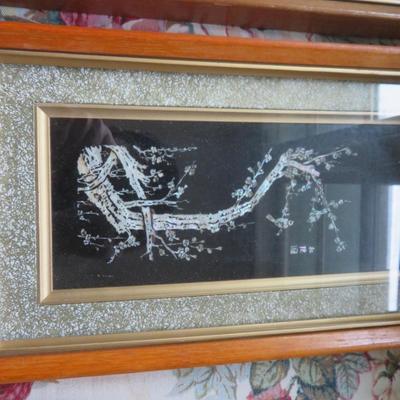 Mother of pearl Framed Tiger wall art - Lot of 2 as seen