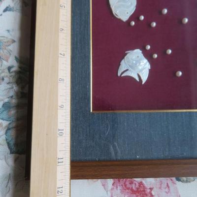 Vintage Shell Fish Under Water Coastal Handcrafted Wall Art Picture w Pearls