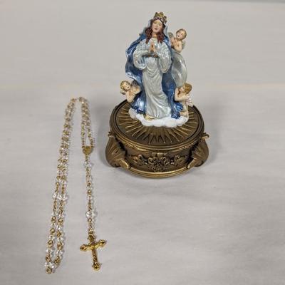 Lady Of The Rosary Trinket Box & Necklace