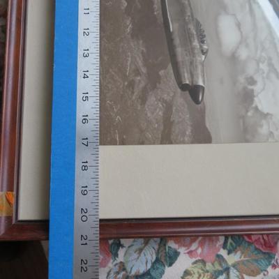 American USAF MILITARY Aircraft Mid Flight - FU 45 - Framed Black and White Photo.