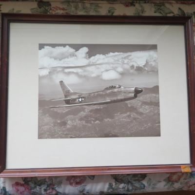 American USAF MILITARY Aircraft Mid Flight - FU 45 - Framed Black and White Photo.
