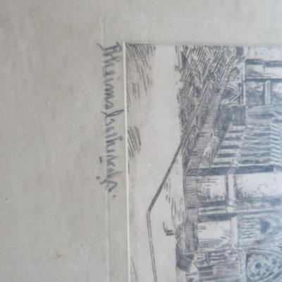 VINTAGE RHEIMS CATHEDRAL GENUINE STEEL ETCHING PRINT CARD - NOTRE DAME DE REIMS