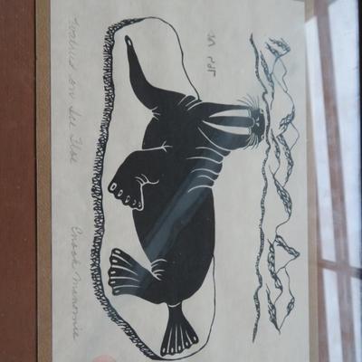 ENOOK MANOMIE ESKIMO WALRUS WOODBLOCK PRINT