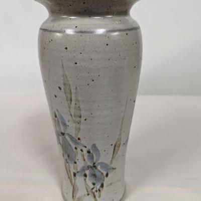 Signed Ceramic Vase Flower Design