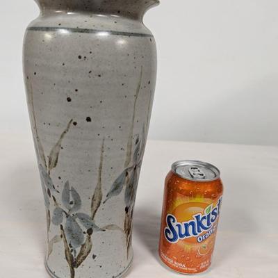 Signed Ceramic Vase Flower Design