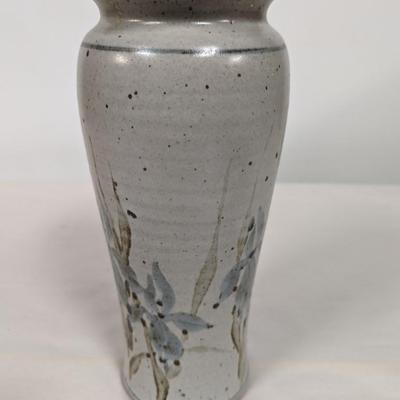 Signed Ceramic Vase Flower Design