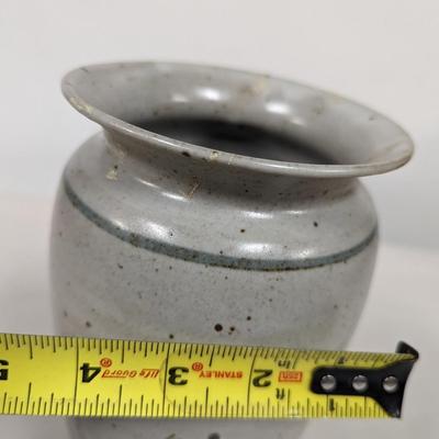 Signed Ceramic Vase Flower Design